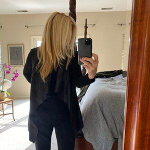 zara black  vegan leather and suede wrap top or tunic